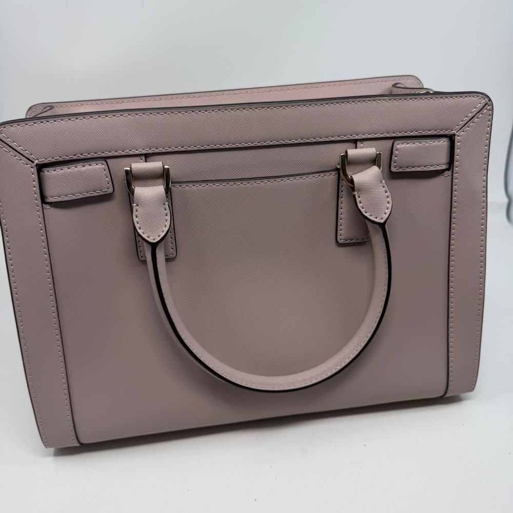 Michael Kors Saffiano Leather Satchel Crossbody Bag Dusty Rose Gold - Picture 4 of 9
